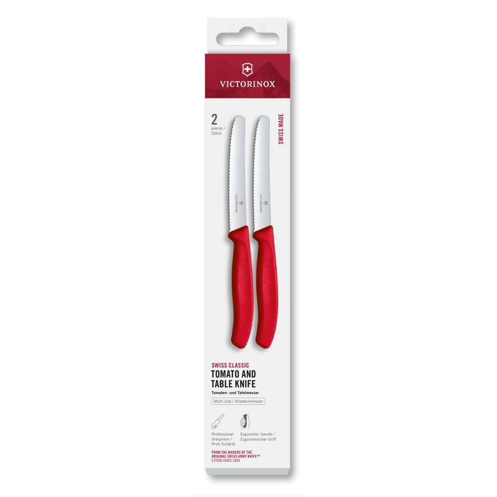 Swiss Classic, Tomaten & Tafelmesser, 2tlg, 11cm, Wellen, rot,Box