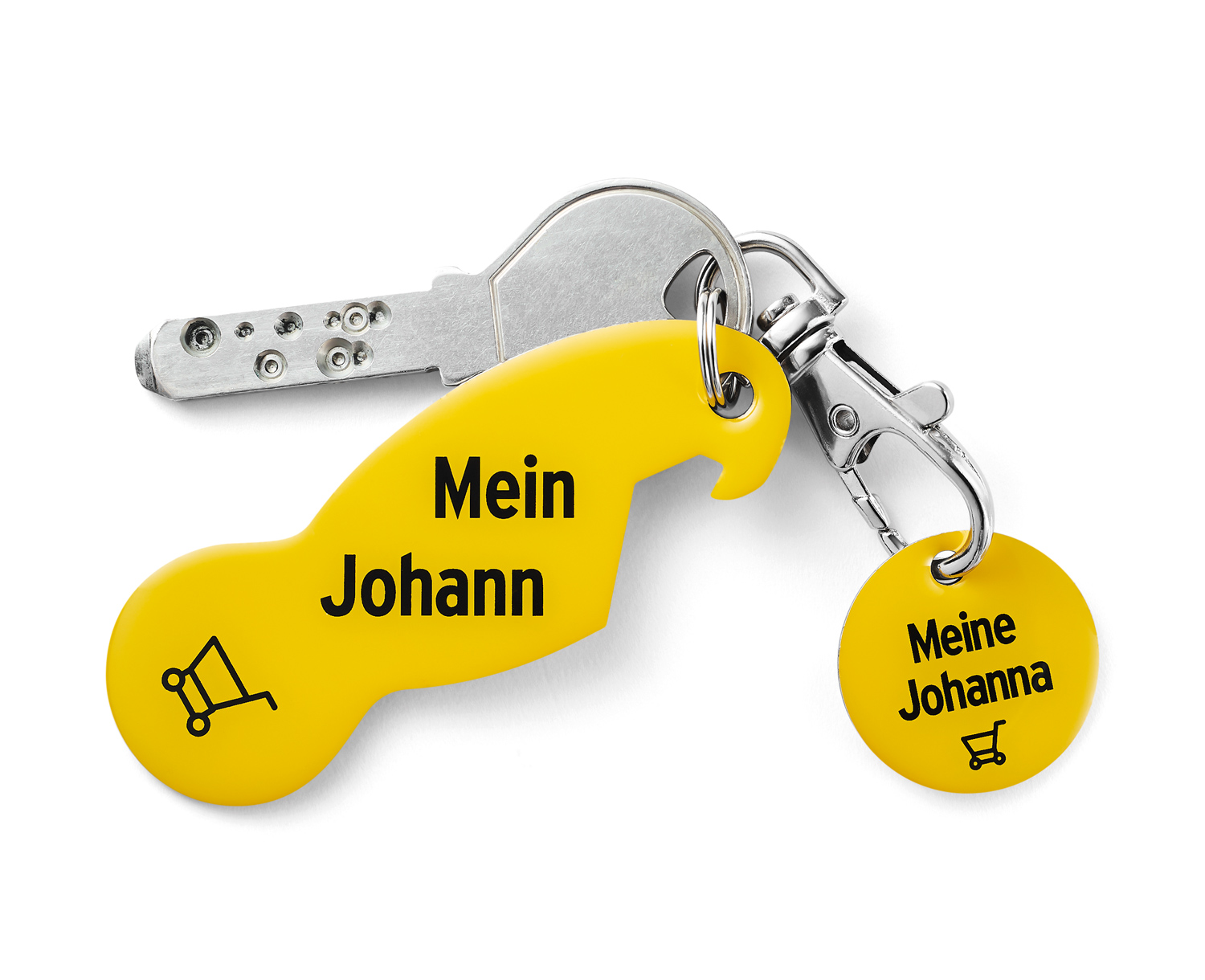 Schlüsselanhänger & Einkaufswagenlöser "Johann & Johanna"