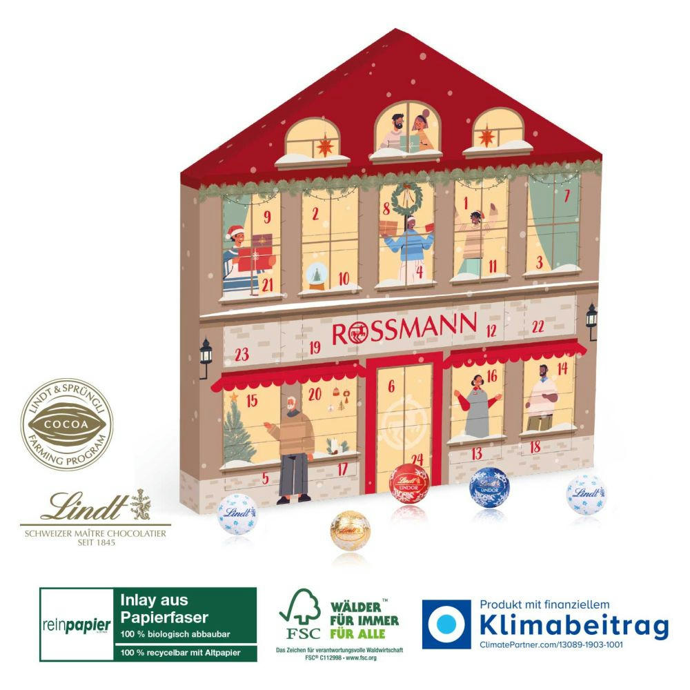 LINDT Adventskalender „Weihnachtshaus“ Organic