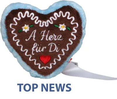 Herz für Di – ein weihnachtsartiges Plüschtier in Herzform.